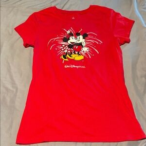 Disney Parks Red Mickey & Minnie Short Sleeve Women’s Tee